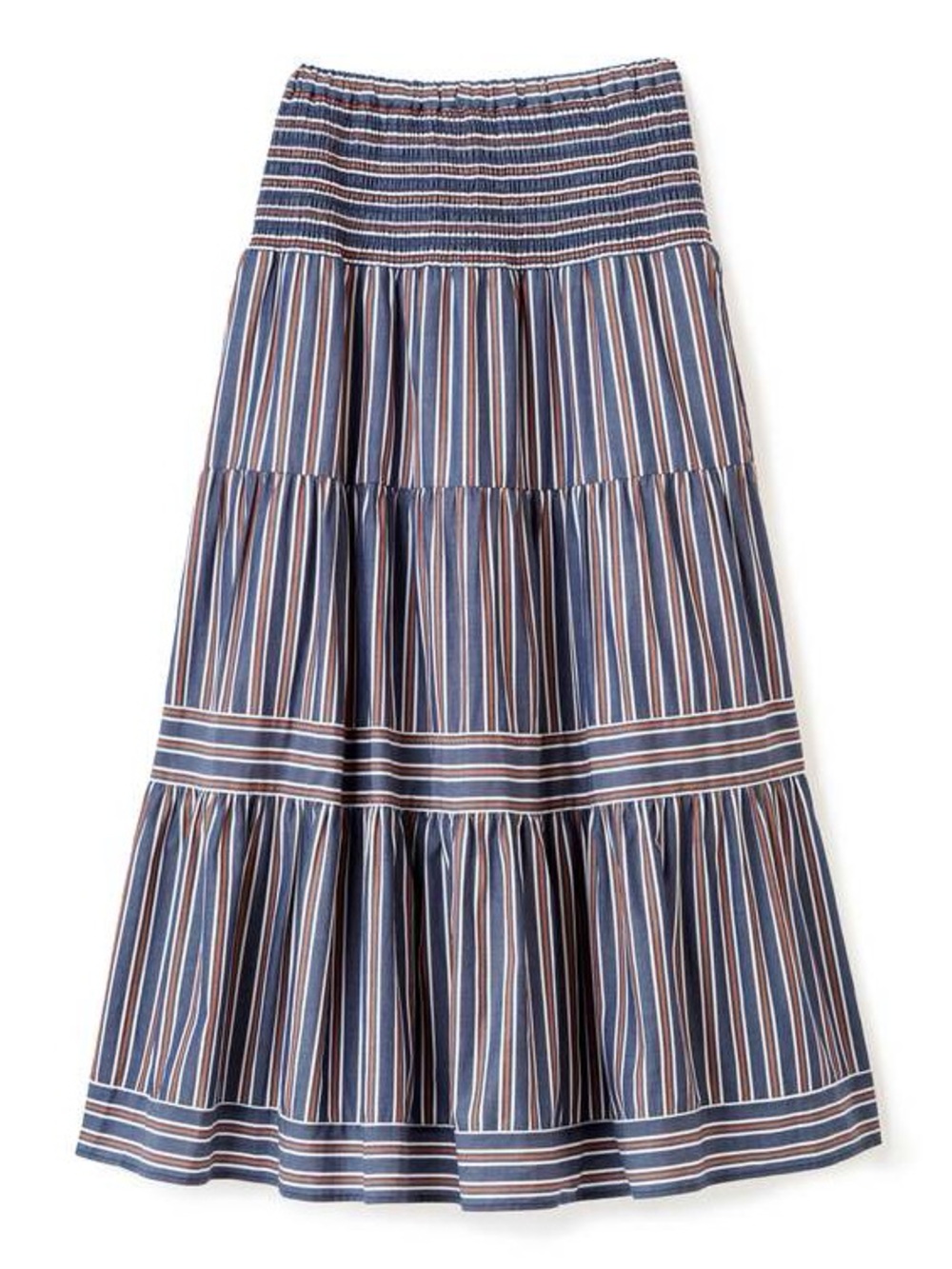 Cartolina Nantucket Kylie Skirt Navy Stripe Tiered Maxi NWT Medium $368